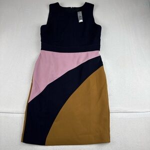 NWT ANN TAYLOR Womens Sleeveless Back  Zip Color Block Lined Midi Dress Sz 10P